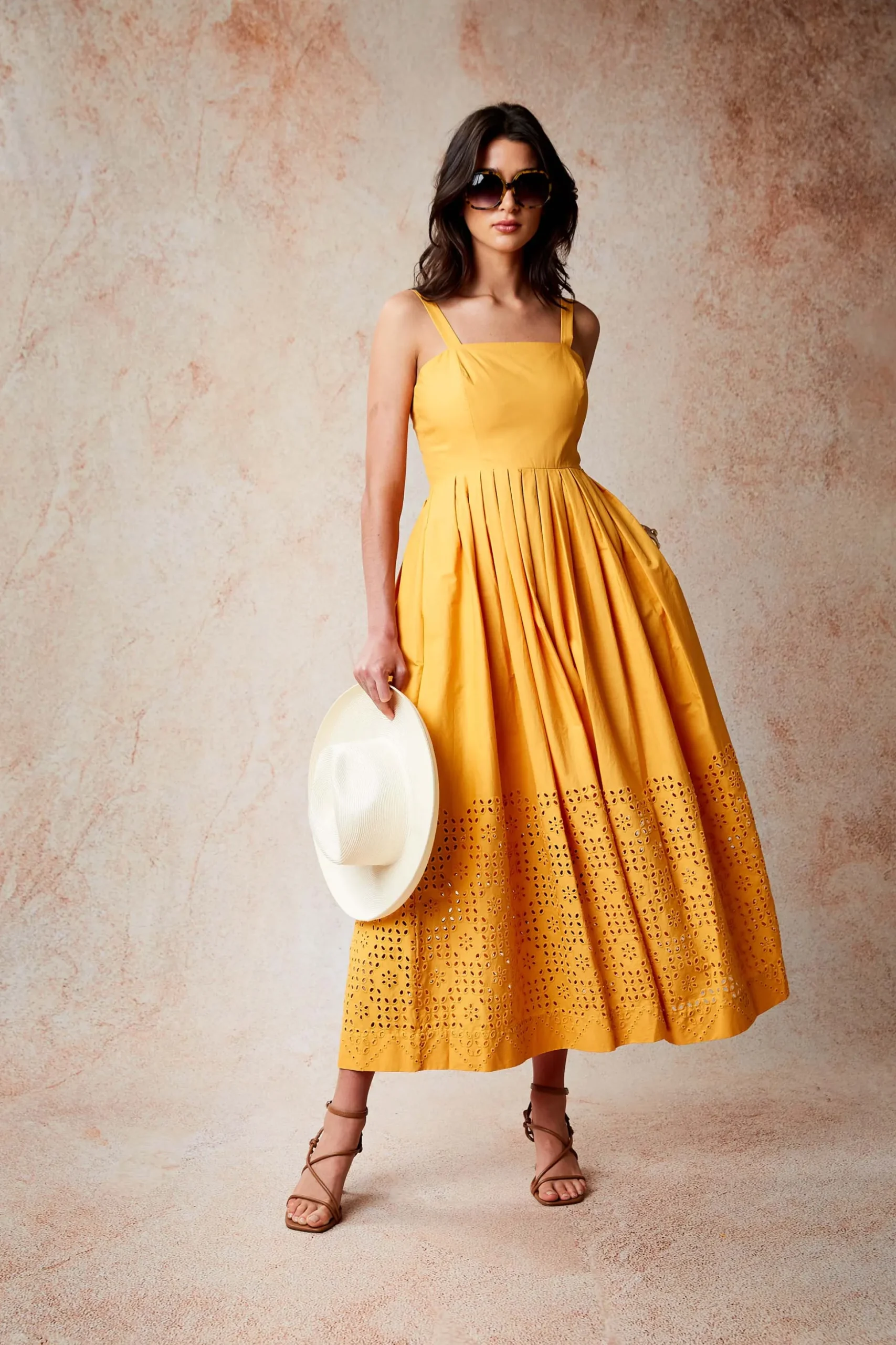 Elie Tahari Dresses & Jumpsuits|Sleeveless Dresses-Embroidered Maxi Dress AFTERNOONORANGE
