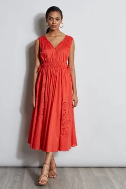 Elie Tahari Dresses & Jumpsuits|Sleeveless Dresses-Embroidered Midi Dress JUPITERGLOW