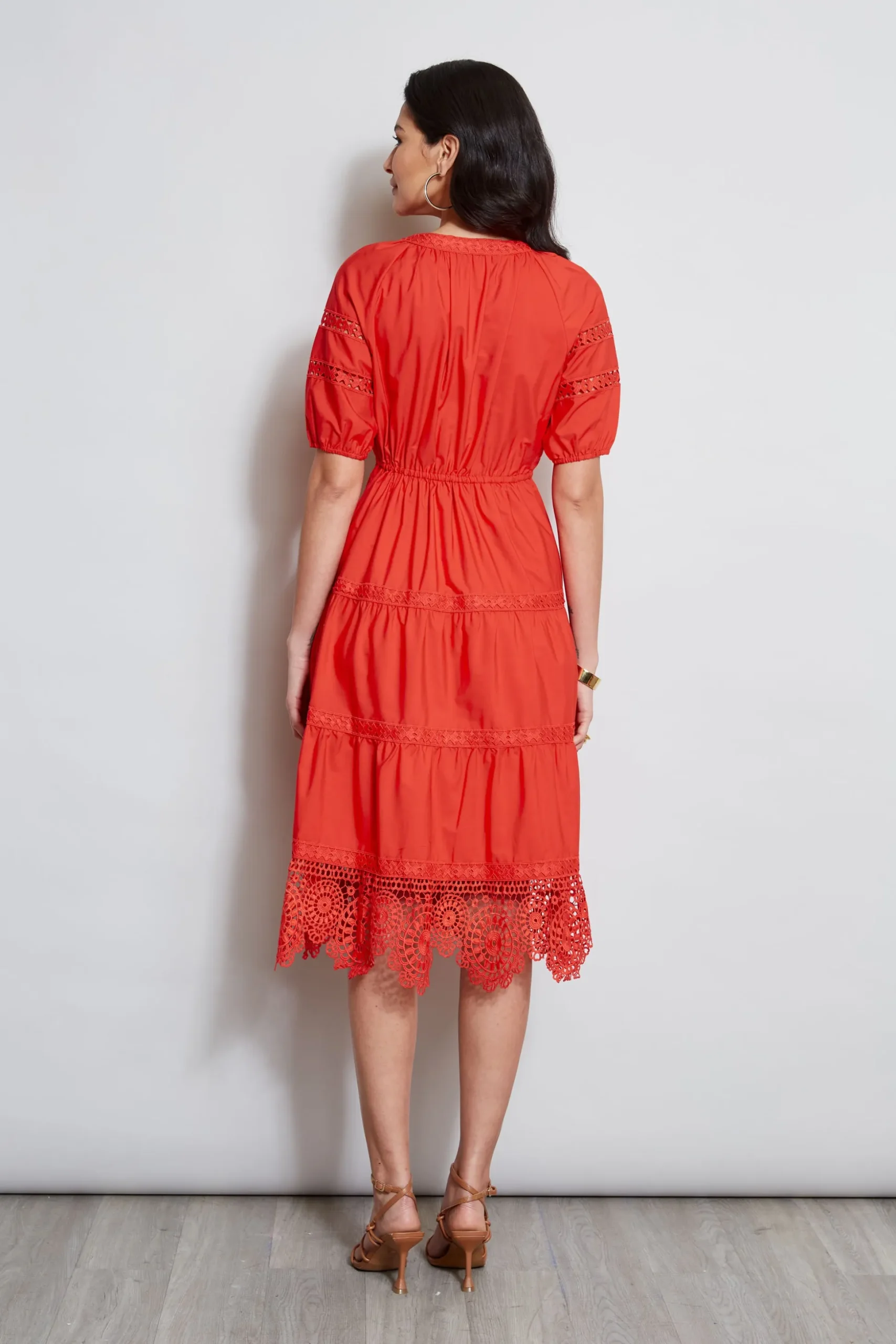 Elie Tahari Dresses & Jumpsuits|Short Sleeve Dresses-Embroidered Short Sleeve Dress CAYENNE