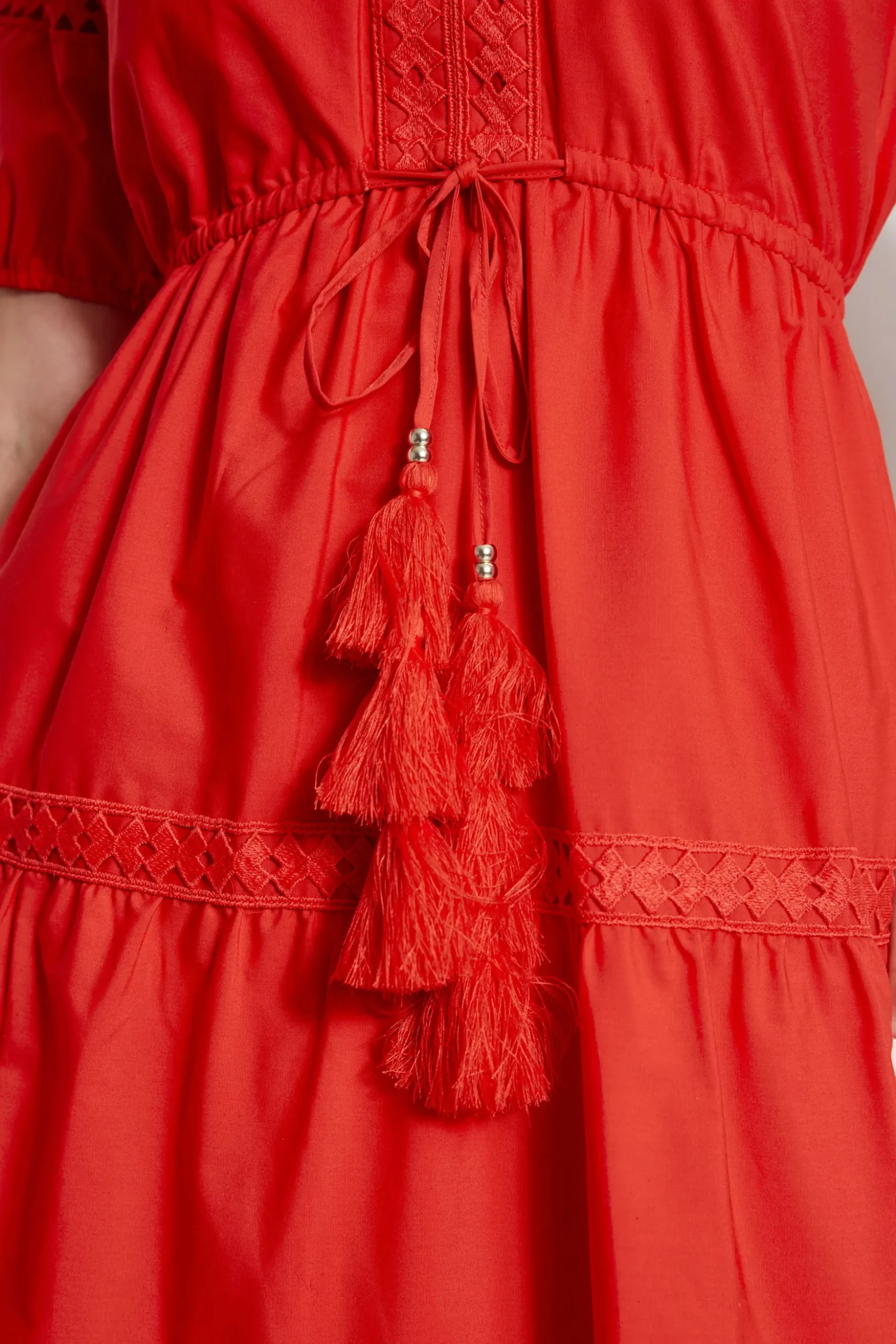 Elie Tahari Dresses & Jumpsuits|Short Sleeve Dresses-Embroidered Short Sleeve Dress CAYENNE