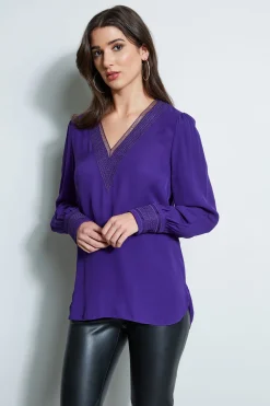 Elie Tahari Tops & Sweaters-Embroidered Silk Shirt WINTERPLUM