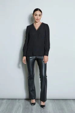 Elie Tahari Tops & Sweaters-Embroidered Silk Shirt BLACK