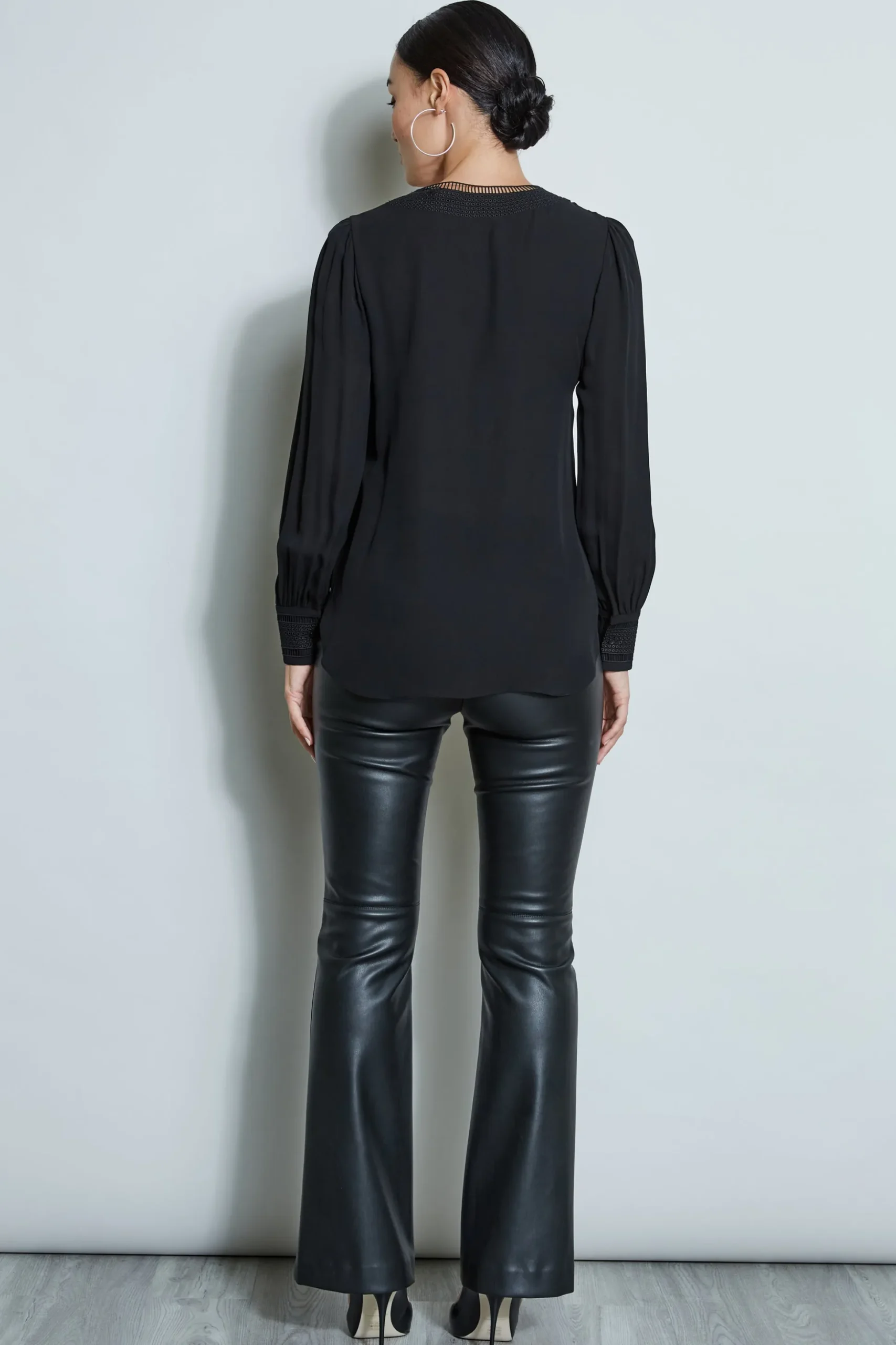 Elie Tahari Tops & Sweaters-Embroidered Silk Shirt BLACK