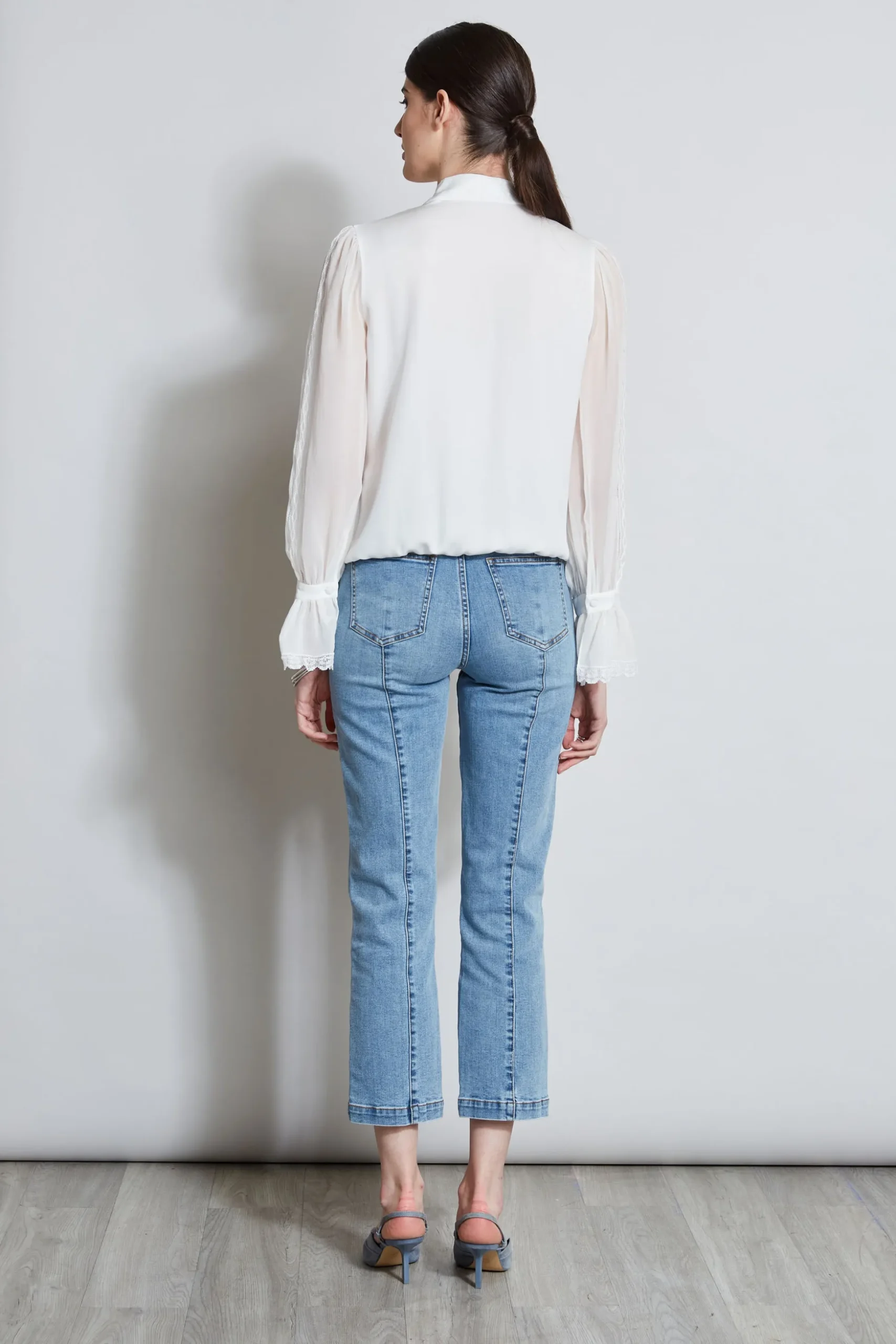 Elie Tahari Tops & Sweaters-Embroidered Sleeve Blouson Shirt FRESHPEARL