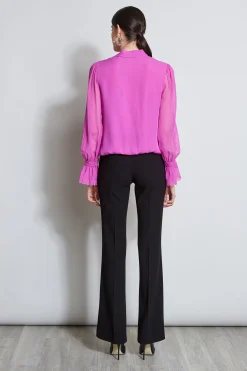 Elie Tahari Tops & Sweaters-Embroidered Sleeve Blouson Shirt PEONY