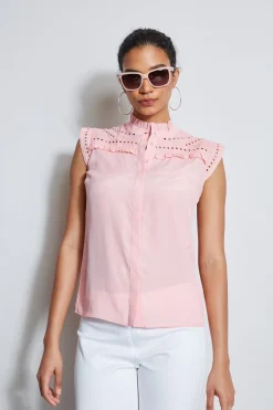 Elie Tahari Tops & Sweaters-Embroidered Sleeveless Shirt TAILORPINK