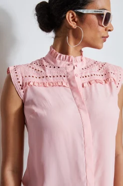 Elie Tahari Tops & Sweaters-Embroidered Sleeveless Shirt TAILORPINK