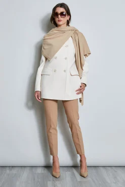 Elie Tahari Coats-Faux Fur Collar Peacoat LATTE
