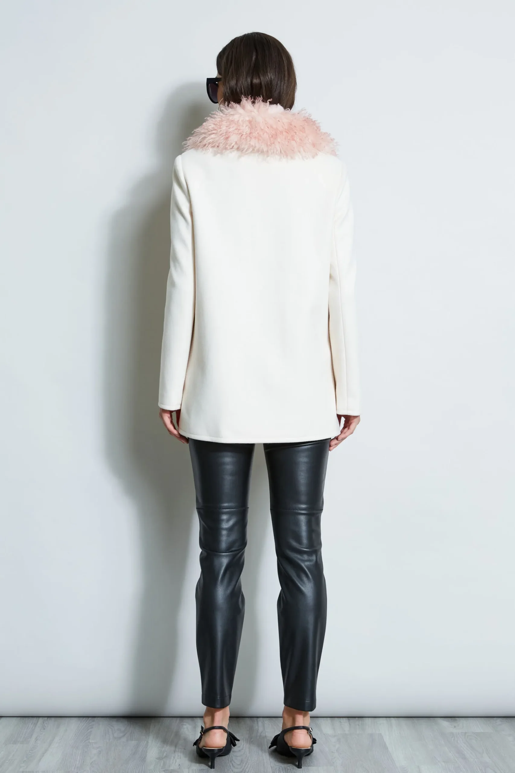 Elie Tahari Coats-Faux Fur Collar Peacoat LATTE