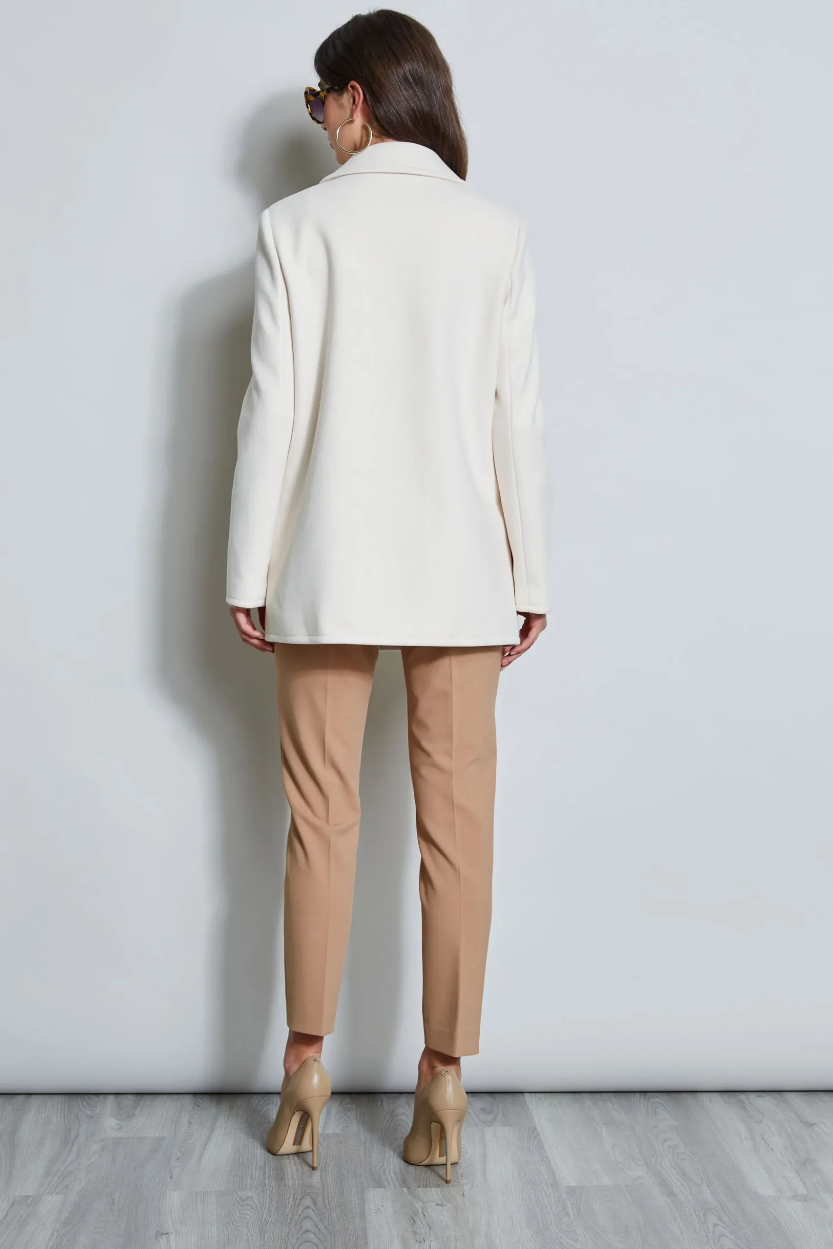 Elie Tahari Coats-Faux Fur Collar Peacoat LATTE