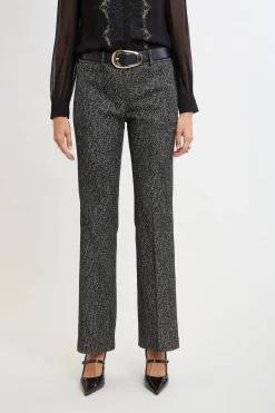 Elie Tahari Bottoms|Suiting-Fit & Flare Metallic Tweed Pant BLACKMULTI