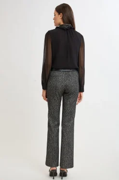 Elie Tahari Bottoms|Suiting-Fit & Flare Metallic Tweed Pant BLACKMULTI