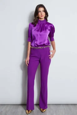 Elie Tahari Bottoms|Suiting-Fit & Flare Pant BERRY