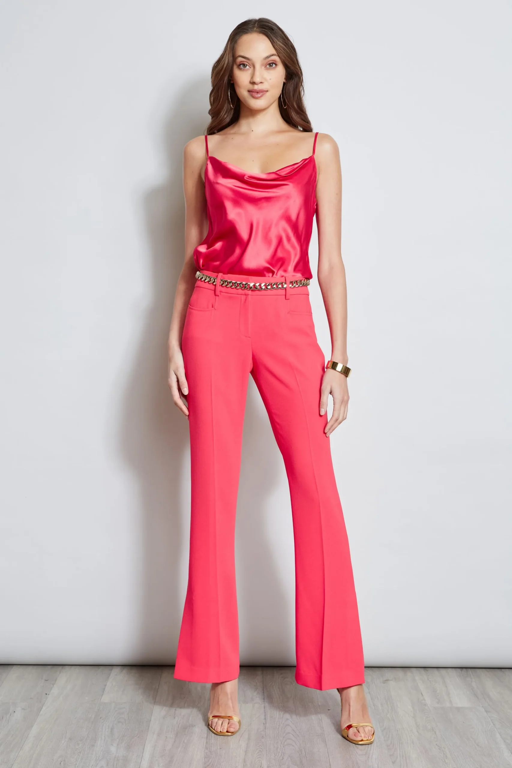 Elie Tahari Bottoms-Fit & Flare Slit Pant WILDSTRAWBERRY