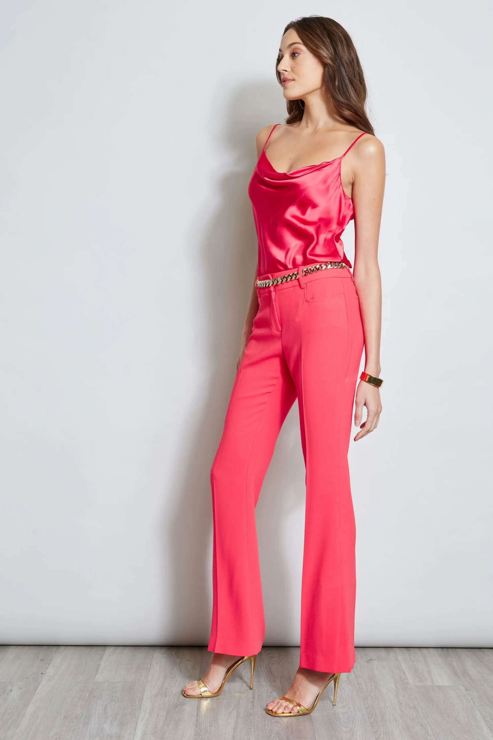 Elie Tahari Bottoms-Fit & Flare Slit Pant WILDSTRAWBERRY