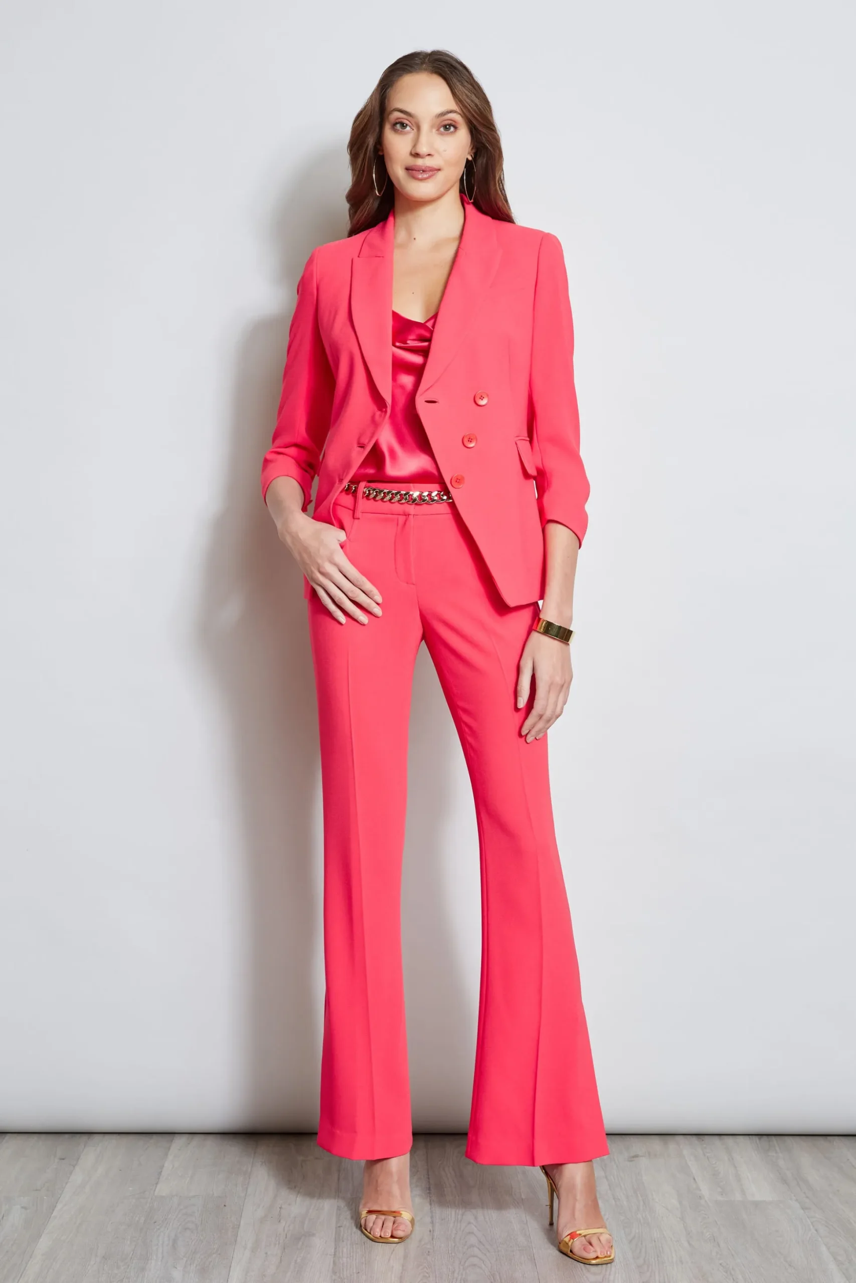 Elie Tahari Bottoms-Fit & Flare Slit Pant WILDSTRAWBERRY