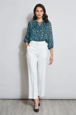 Elie Tahari Tops & Sweaters-Floral Neck Tie Shirt FORGETMENOTPRINT