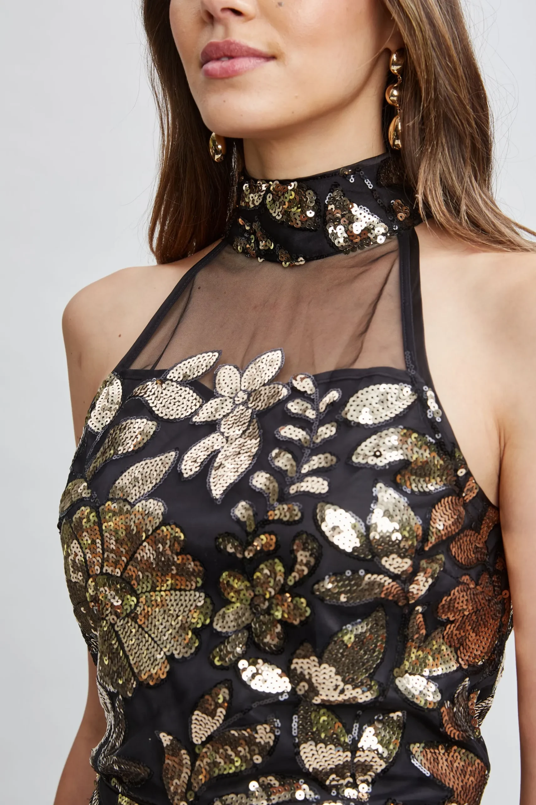 Elie Tahari Tops & Sweaters-Floral Sequin Halter Top CRESTEDFLORALSEQUIN