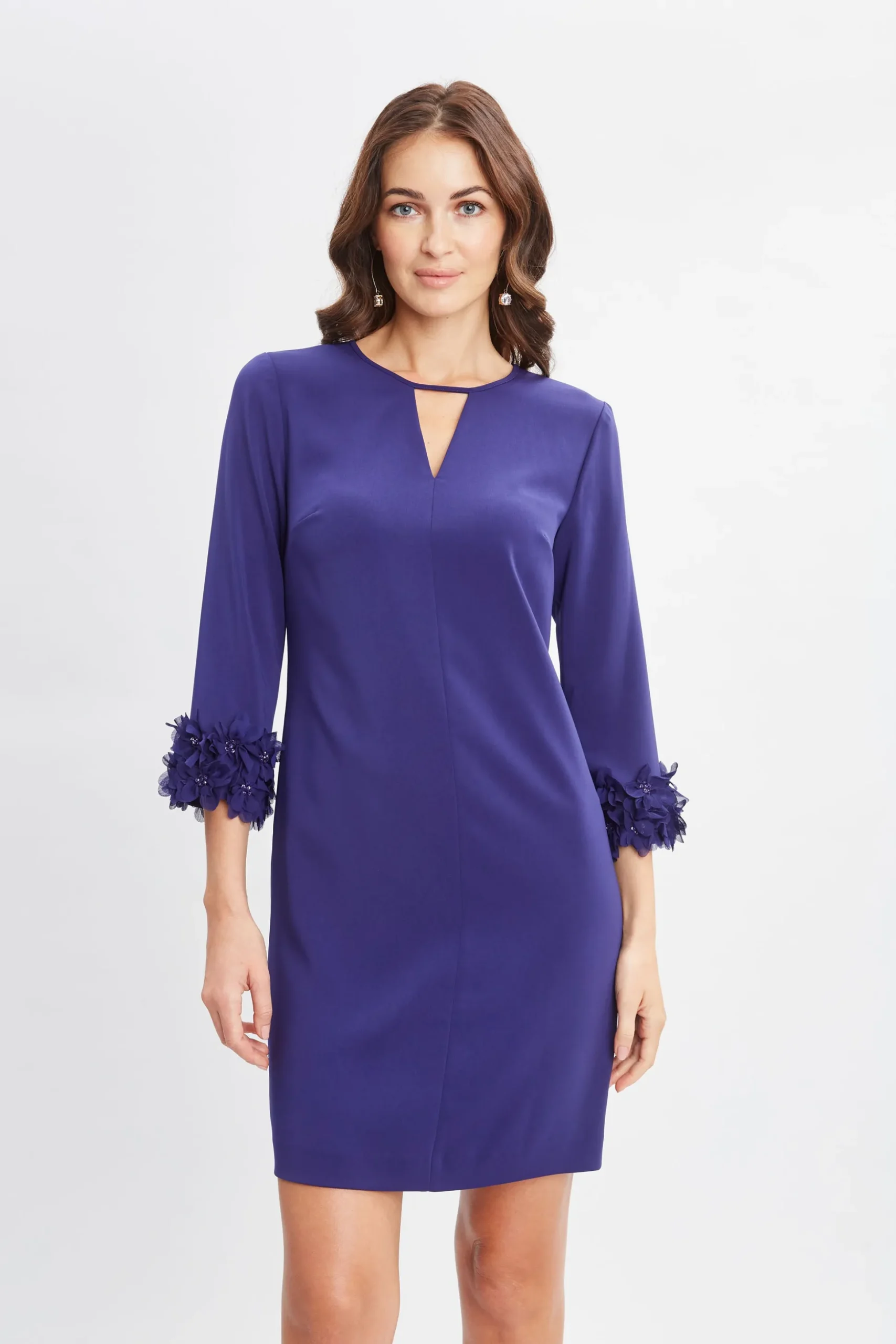 Elie Tahari Dresses & Jumpsuits-Flower Sleeve Shift Dress DARKSAPPHIRE