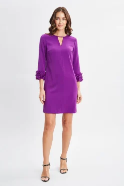 Elie Tahari Dresses & Jumpsuits-Flower Sleeve Shift Dress BERRY
