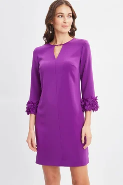 Elie Tahari Dresses & Jumpsuits-Flower Sleeve Shift Dress BERRY