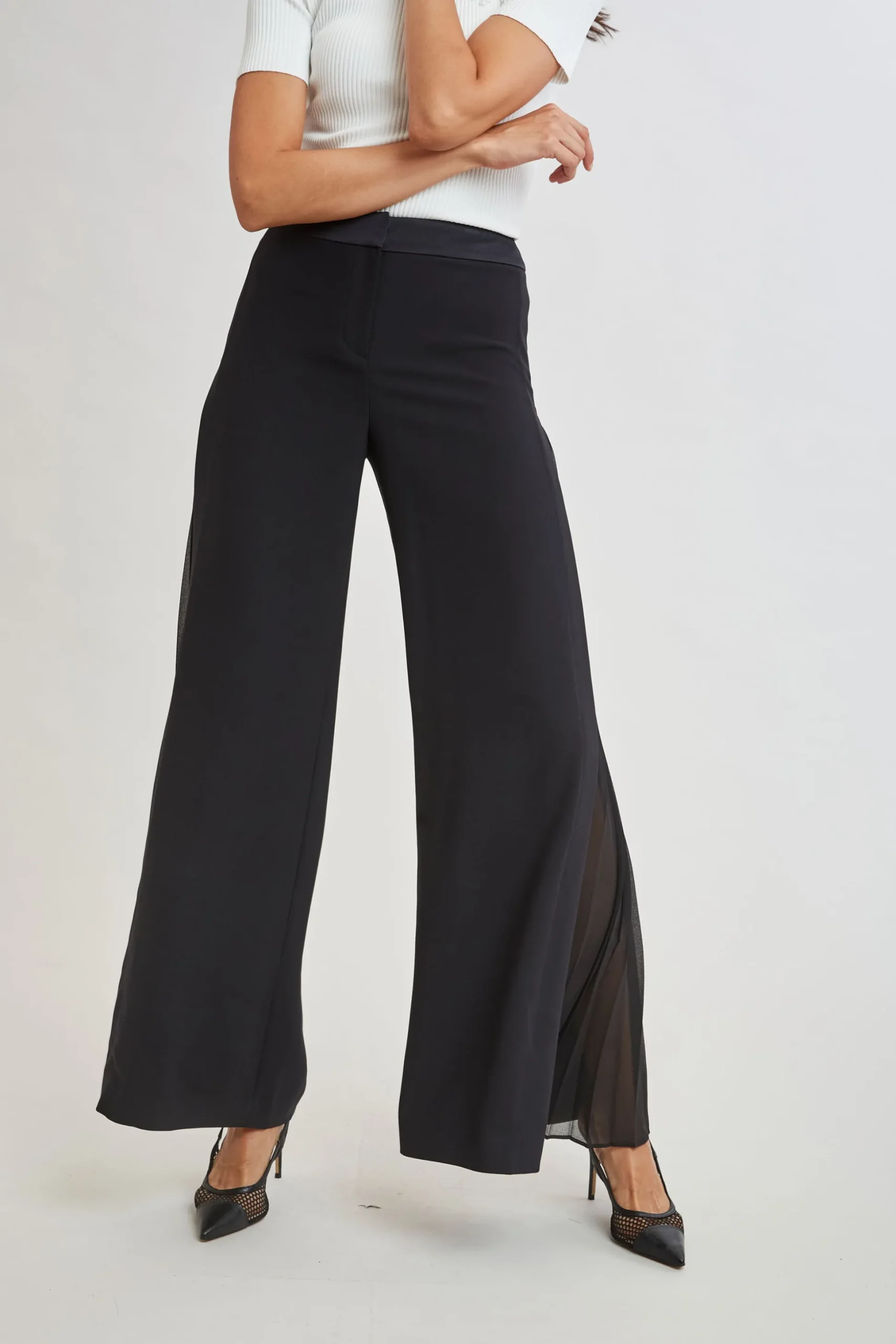 Elie Tahari Bottoms-Fluid Side Pleated Pant BLACK