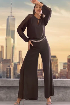 Elie Tahari Bottoms-Fluid Side Pleated Pant BLACK