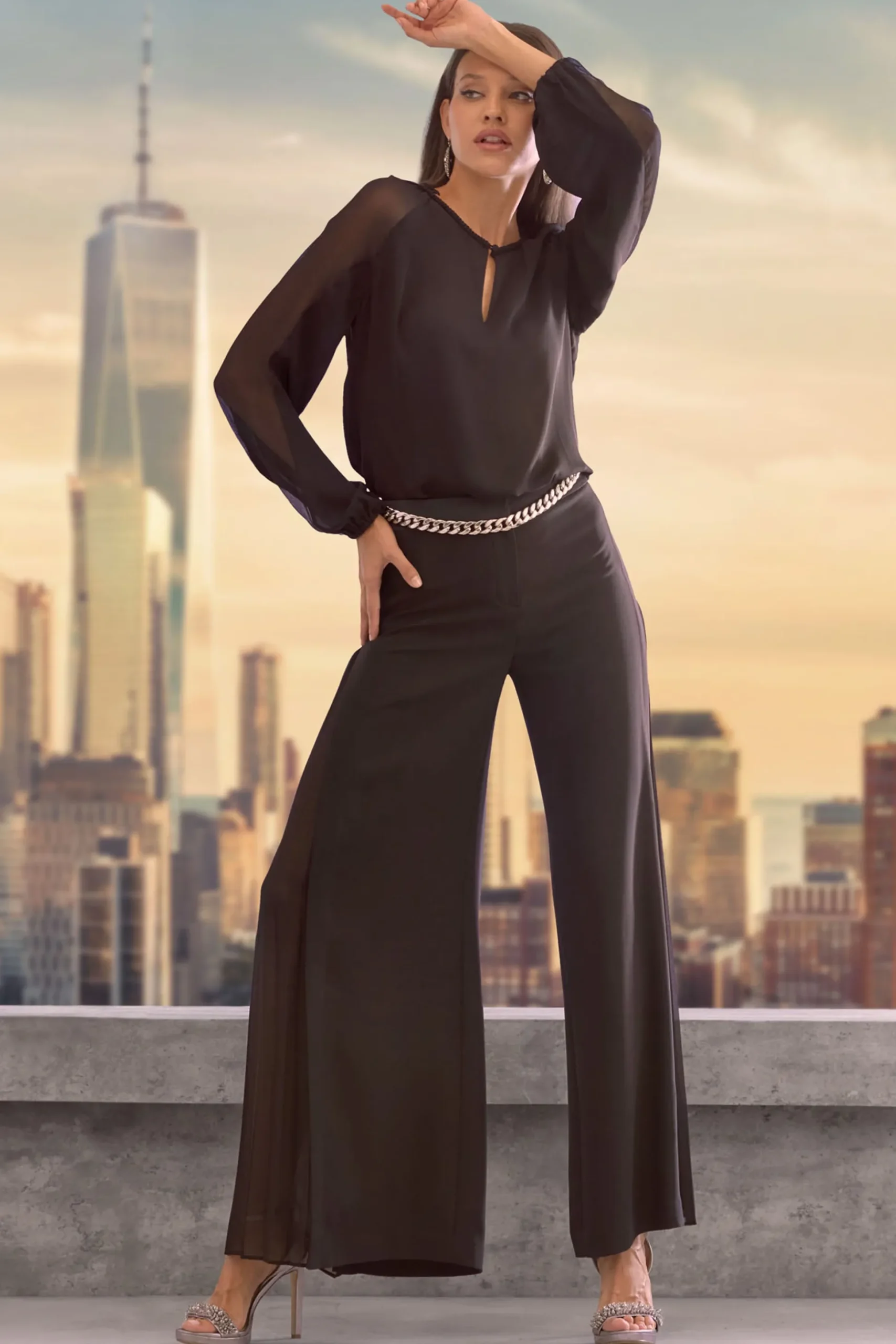 Elie Tahari Bottoms-Fluid Side Pleated Pant BLACK