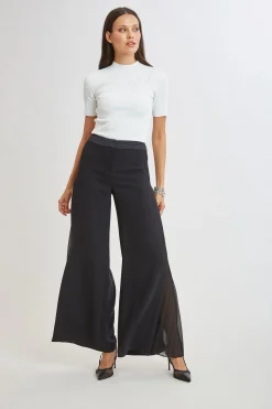 Elie Tahari Bottoms-Fluid Side Pleated Pant BLACK