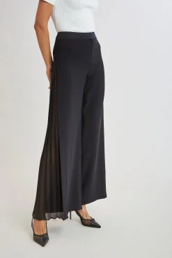 Elie Tahari Bottoms-Fluid Side Pleated Pant BLACK