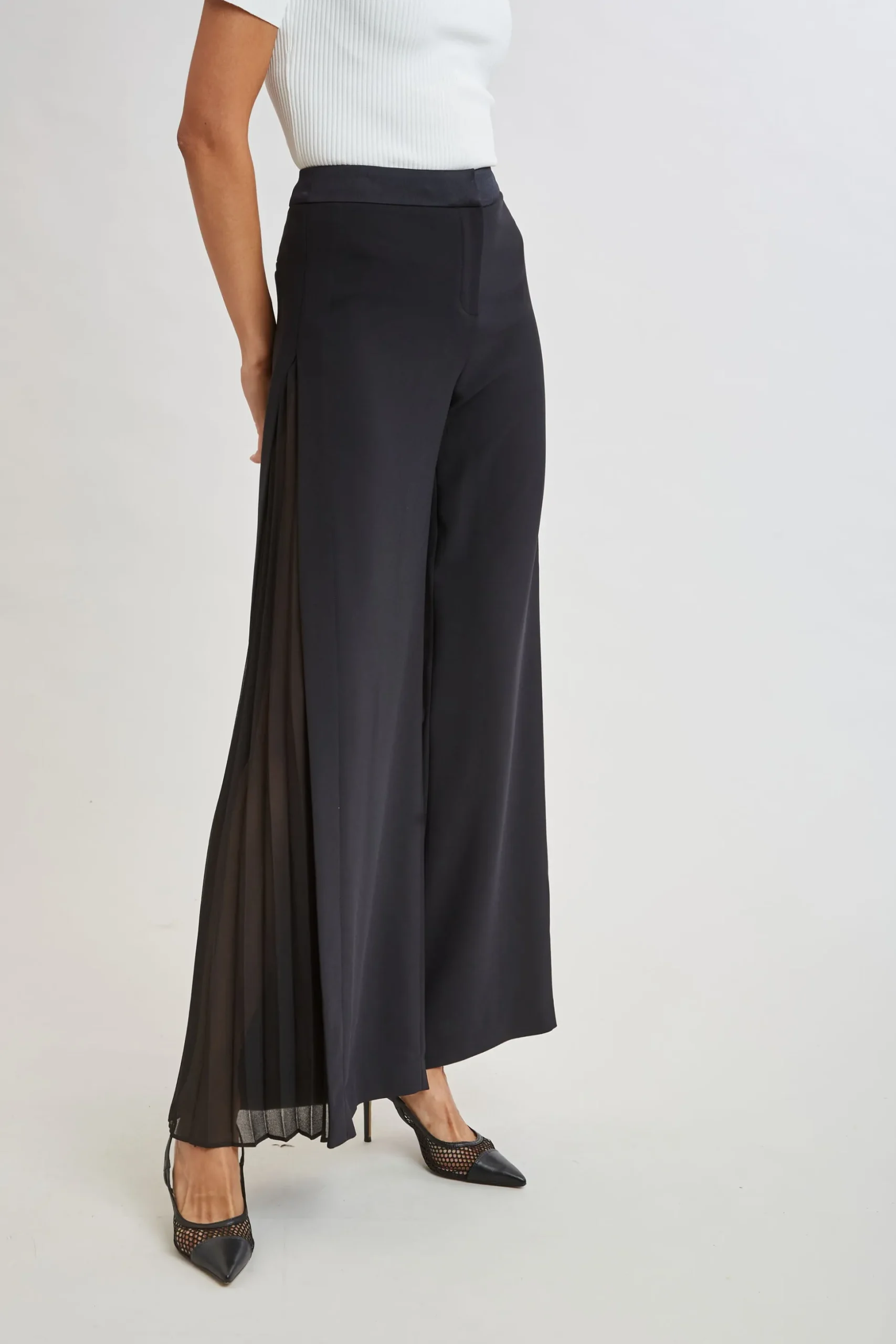 Elie Tahari Bottoms-Fluid Side Pleated Pant BLACK
