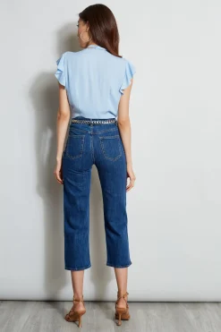 Elie Tahari Tops & Sweaters-Flutter Sleeve Tie Shirt WATERBLUE
