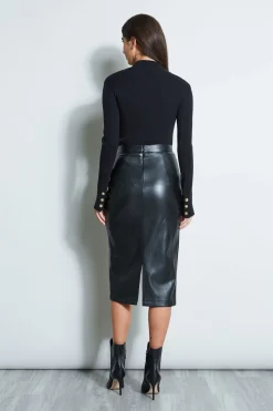 Elie Tahari Tops & Sweaters-Four Button Mock Neck Sweater NOIR