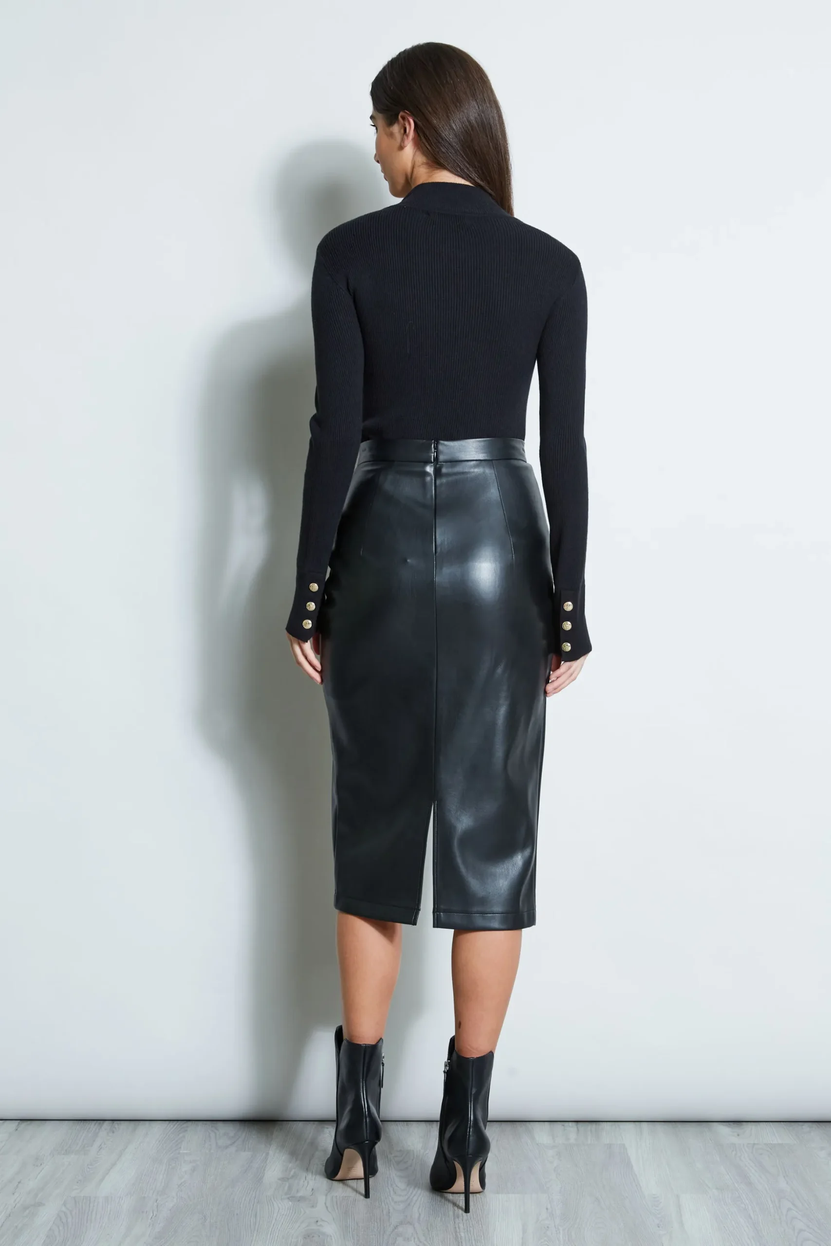 Elie Tahari Tops & Sweaters-Four Button Mock Neck Sweater NOIR