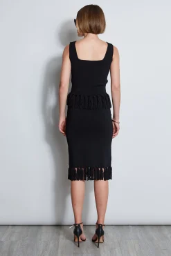 Elie Tahari Bottoms-Fringe Hem Knit Skirt NOIR