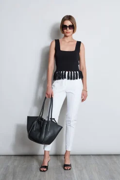 Elie Tahari Tops & Sweaters-Fringe Hem Knit Top NOIR