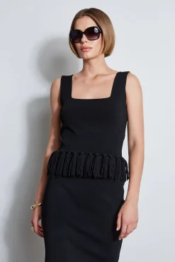 Elie Tahari Tops & Sweaters-Fringe Hem Knit Top NOIR