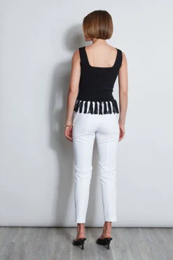 Elie Tahari Tops & Sweaters-Fringe Hem Knit Top NOIR