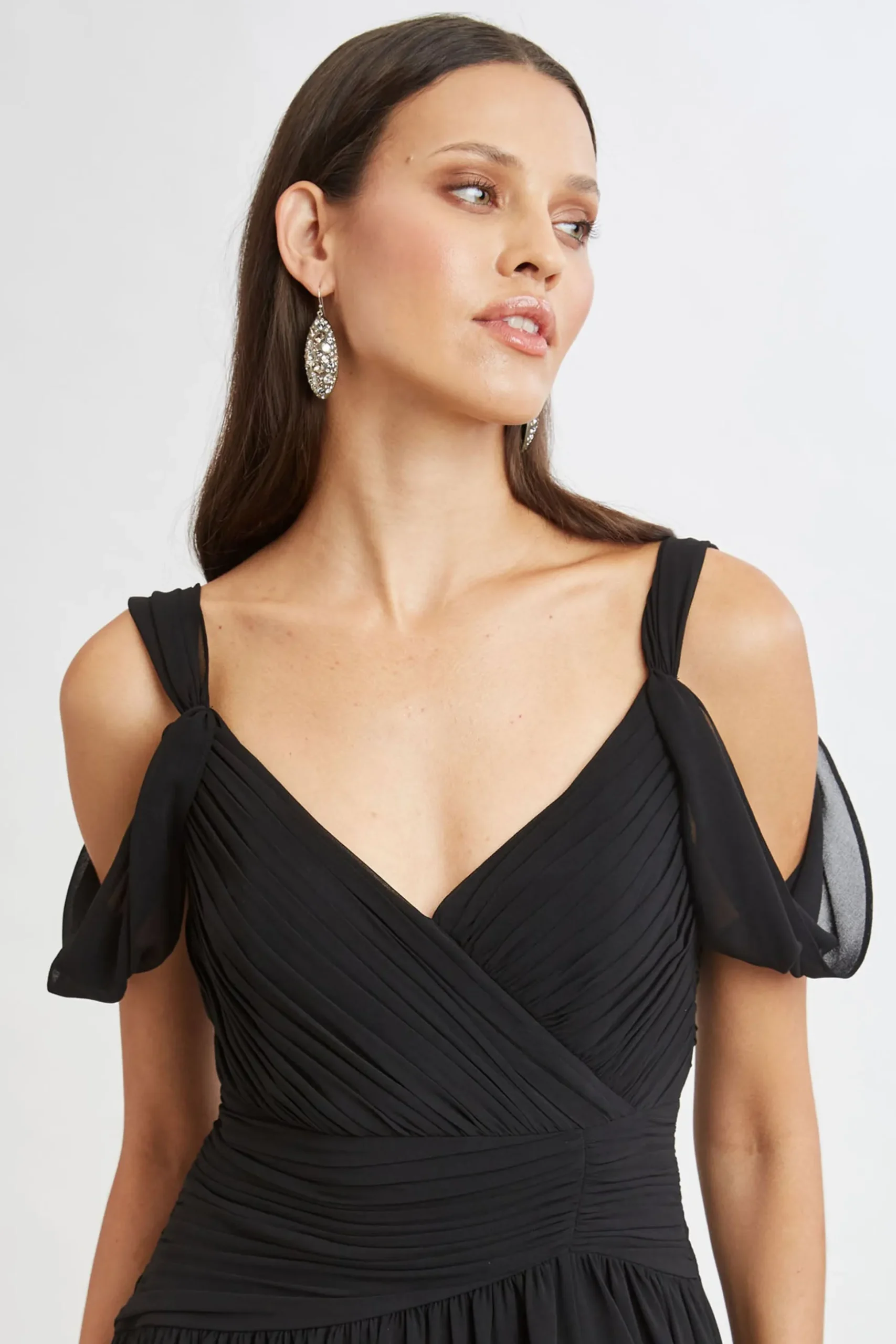 Elie Tahari Dresses & Jumpsuits|Maxi Dresses-Georgette Cold Shoulder Gown BLACK