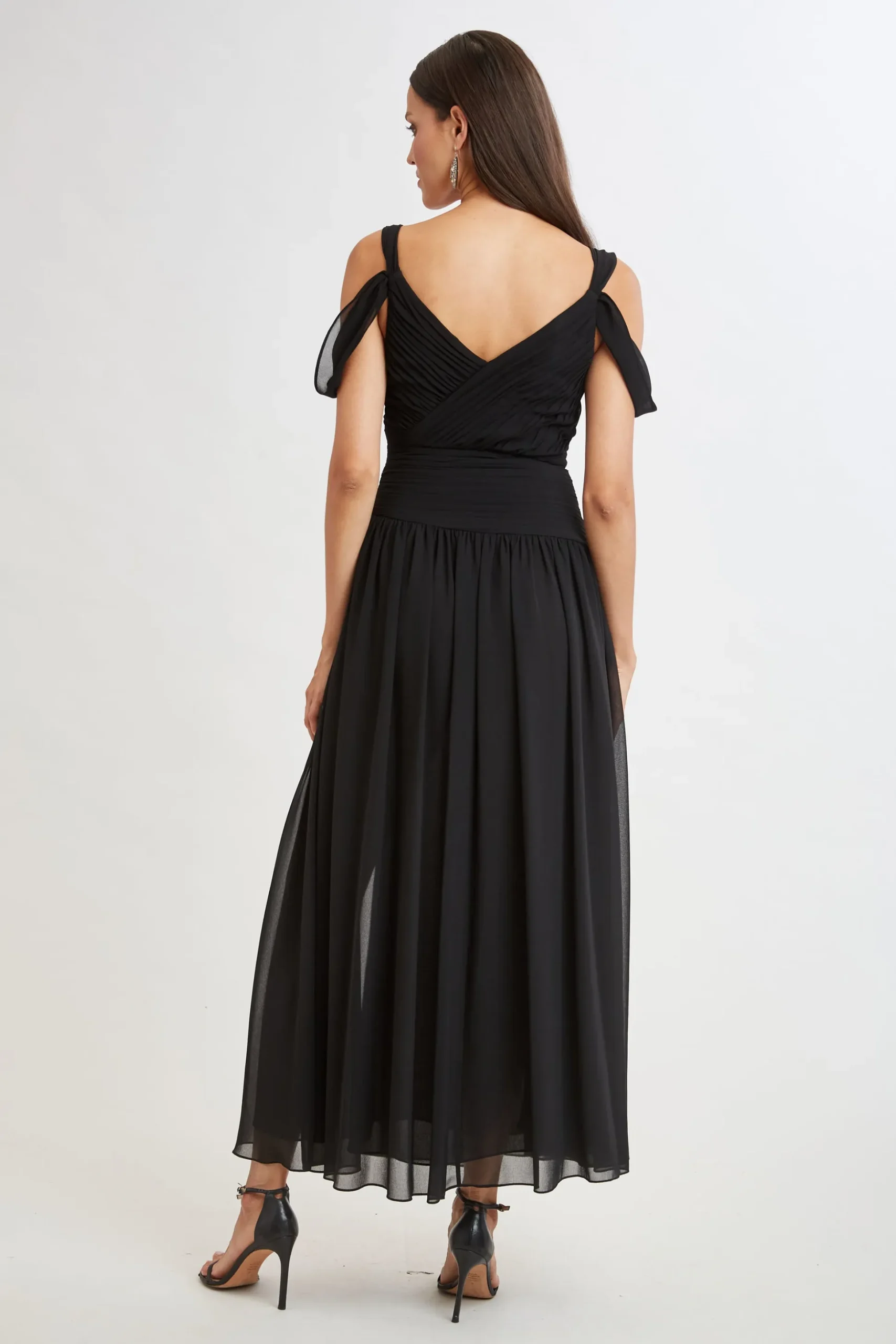 Elie Tahari Dresses & Jumpsuits|Maxi Dresses-Georgette Cold Shoulder Gown BLACK