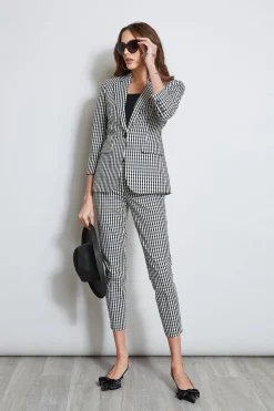 Elie Tahari Jackets & Blazers-Gingham Blazer BLACK-WHITE