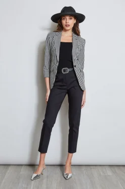 Elie Tahari Jackets & Blazers-Gingham Blazer BLACK-WHITE
