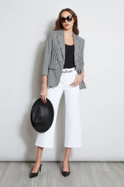 Elie Tahari Jackets & Blazers-Gingham Blazer BLACK-WHITE