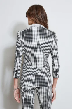 Elie Tahari Jackets & Blazers-Gingham Blazer BLACK-WHITE