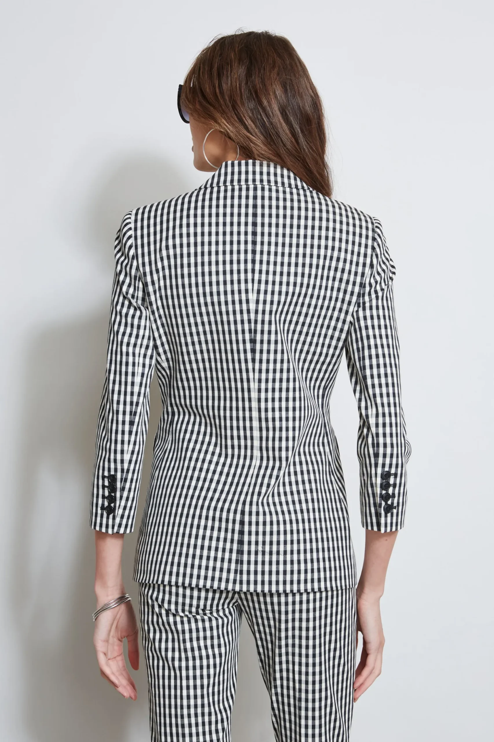 Elie Tahari Jackets & Blazers-Gingham Blazer BLACK-WHITE