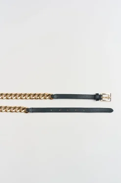 Elie Tahari Fragrance|Gloves-Gold Chain Belt - Black Black-Gold