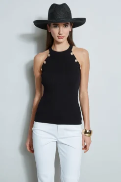 Elie Tahari Tops & Sweaters-Halter Button Rib Tank NOIR