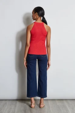Elie Tahari Tops & Sweaters-Halter Button Rib Tank ROSEPARADE