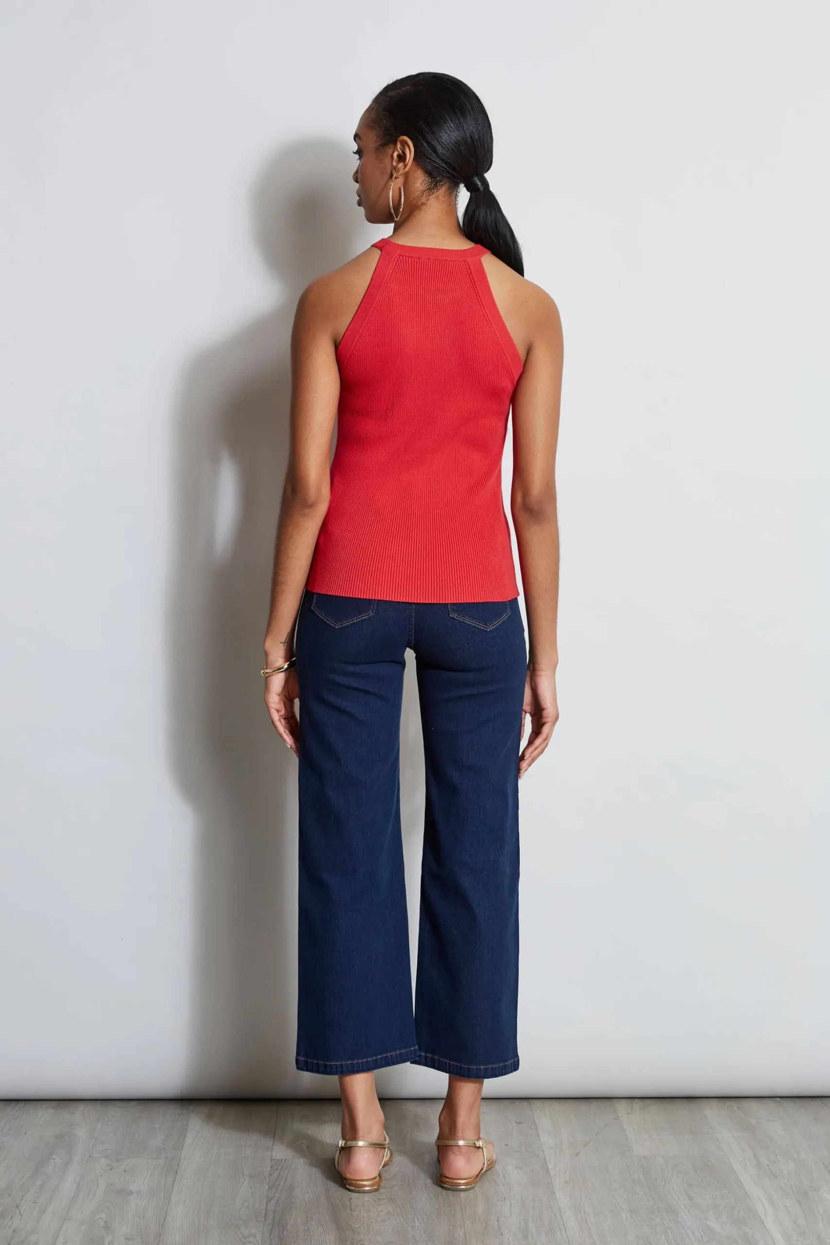 Elie Tahari Tops & Sweaters-Halter Button Rib Tank ROSEPARADE