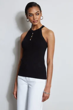 Elie Tahari Tops & Sweaters-Halter Neck Knit Sweater NOIR